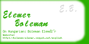 elemer boleman business card